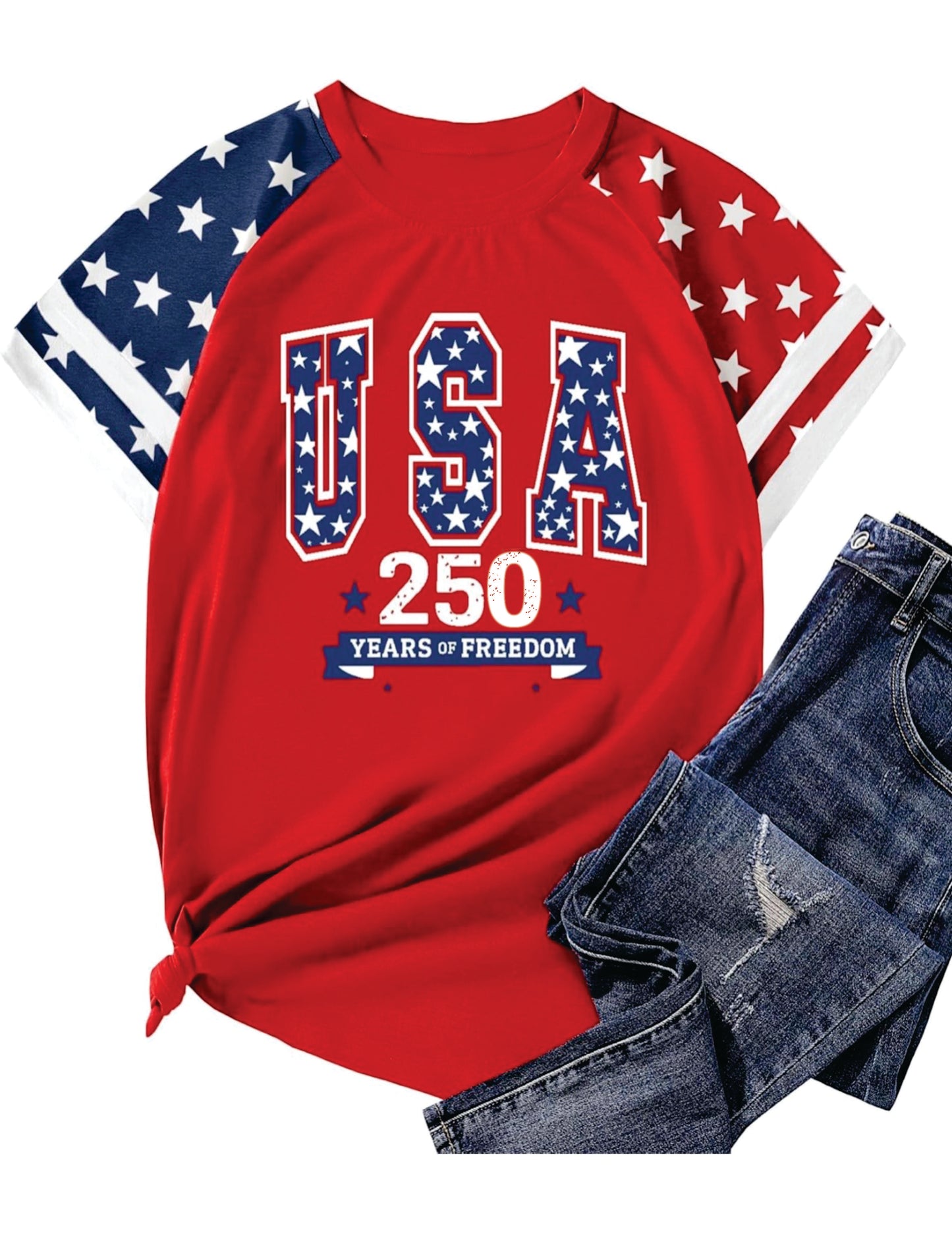 Retro Star-Spangled USA Ladies Shirt
