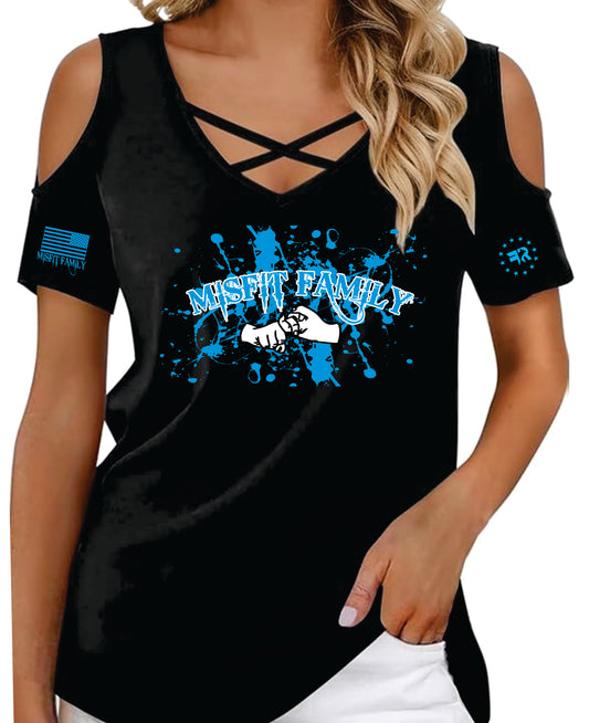 Misfit Family Black Cold Shoulder Shirt