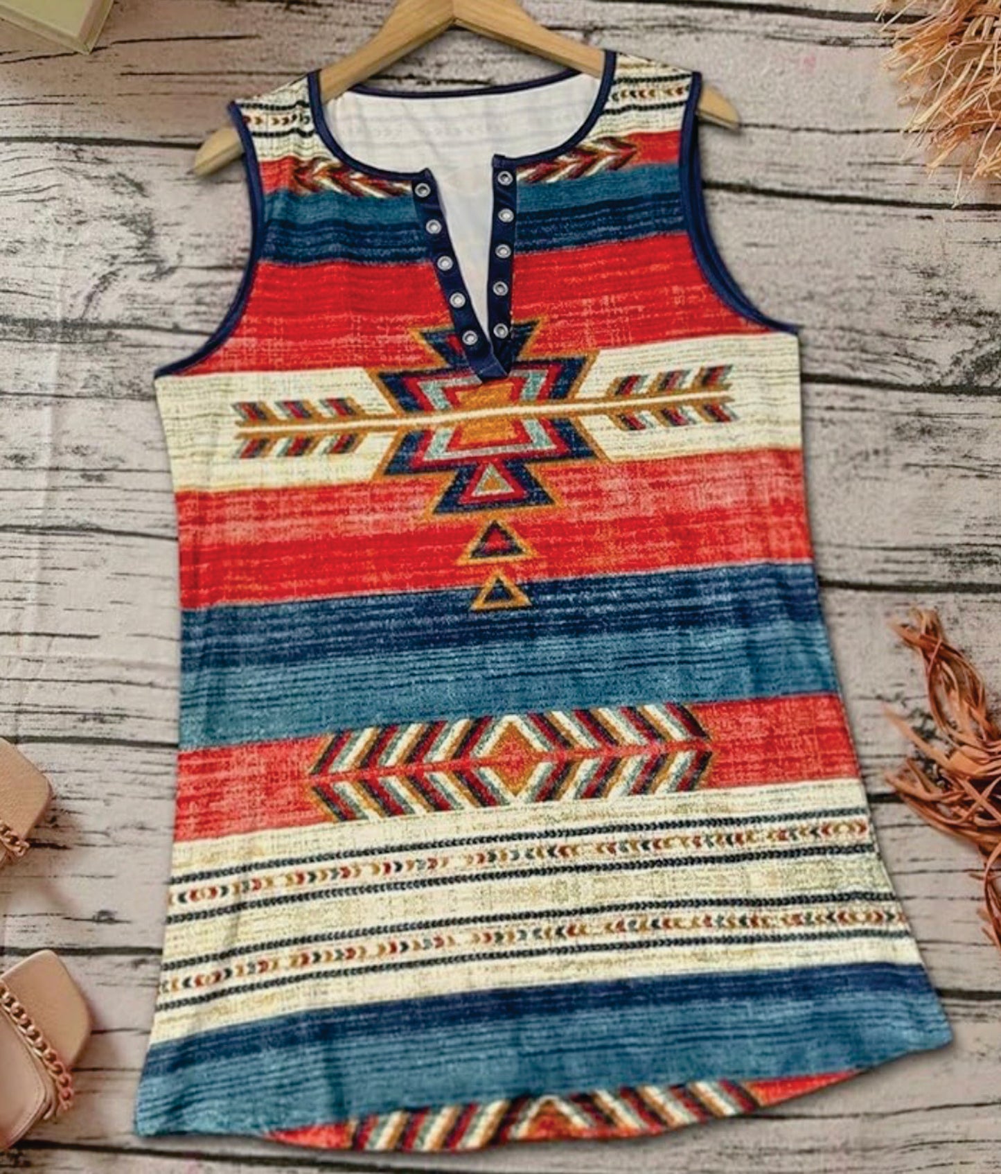 Southwestern Print V-Neck Tank