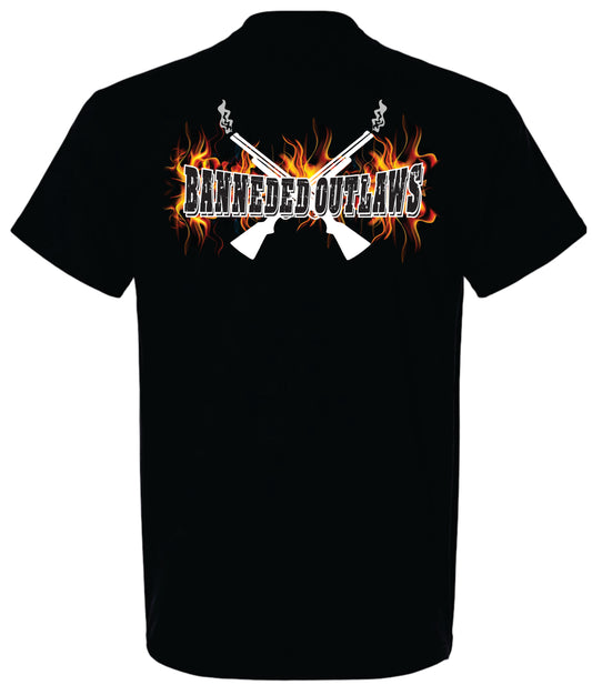 Banneded Outlaws Guns On Fire Shirt