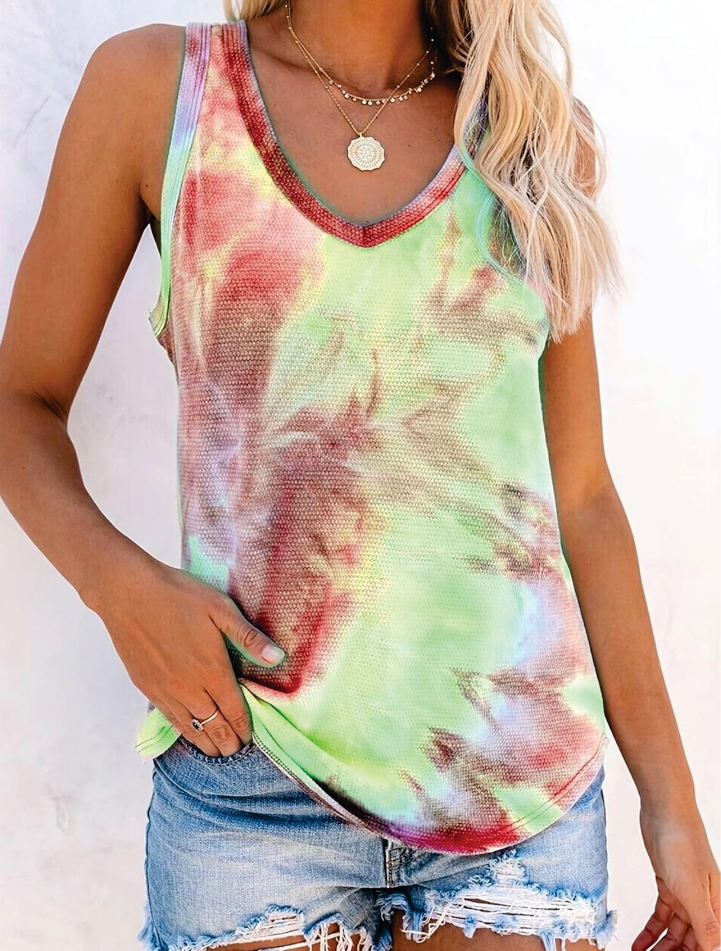 Green Tie Dye Tank Top