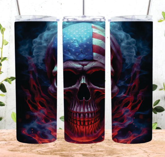 Fearsome American Skull Stainless Steel Insulated Tumbler