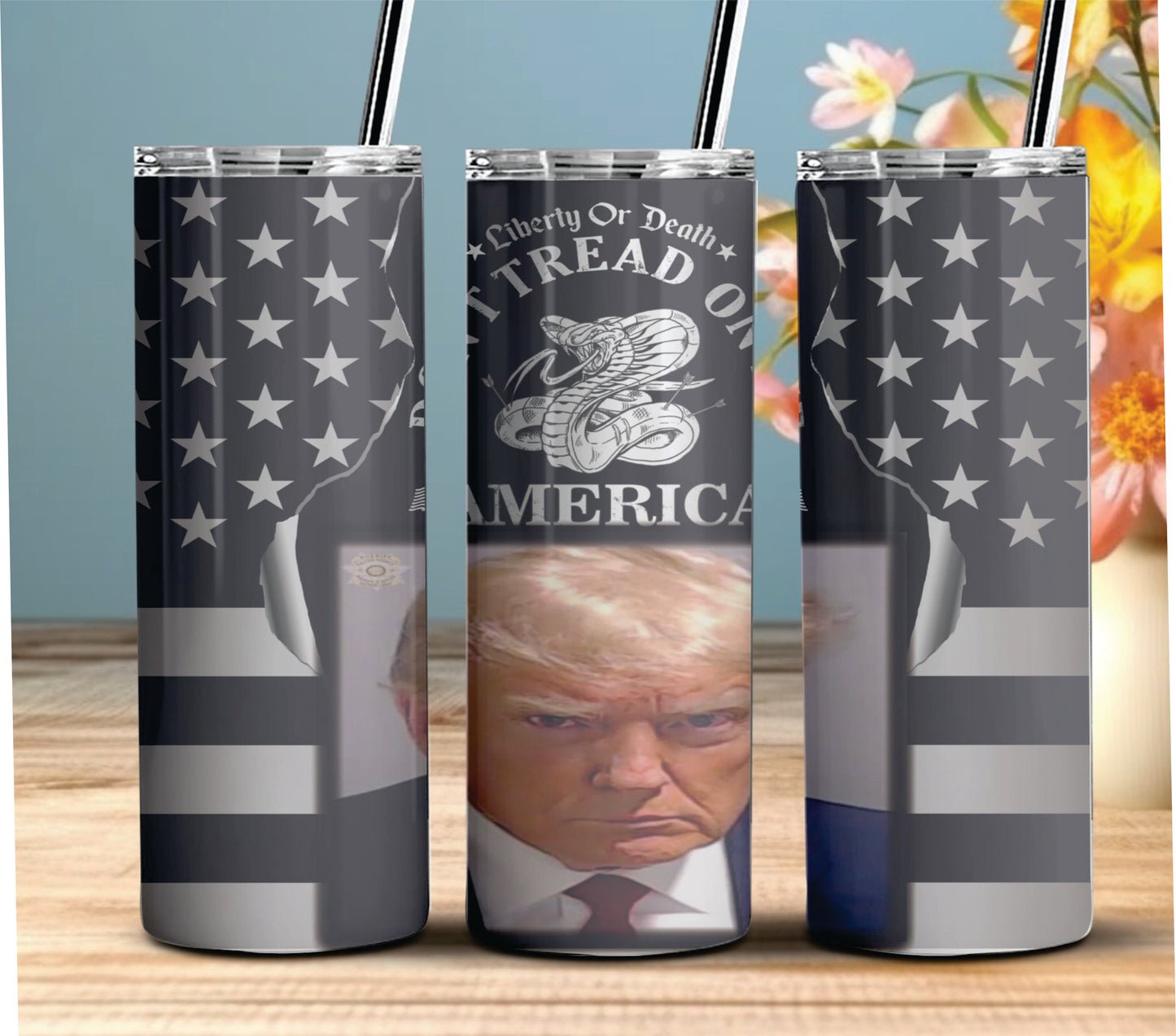 Dont Tread On Me Trump Mug Shot Stainless Steel Insulated Tumbler