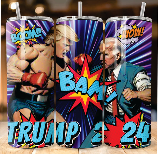 Trump and Biden 2024 Fight Stainless Steel Tumbler